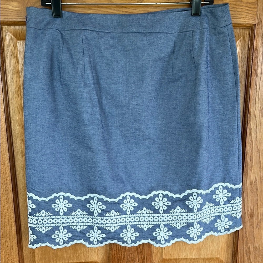 Talbots NEW Chambray Skirt with detailing